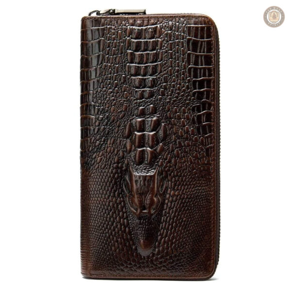 Portefeuille en cuir avec motif crocodile vintage