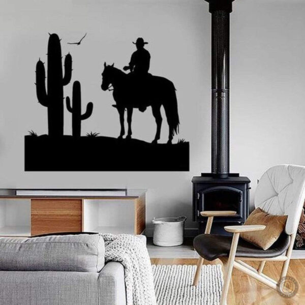 Poster mural cowboy au style Far West pour décoration intérieure