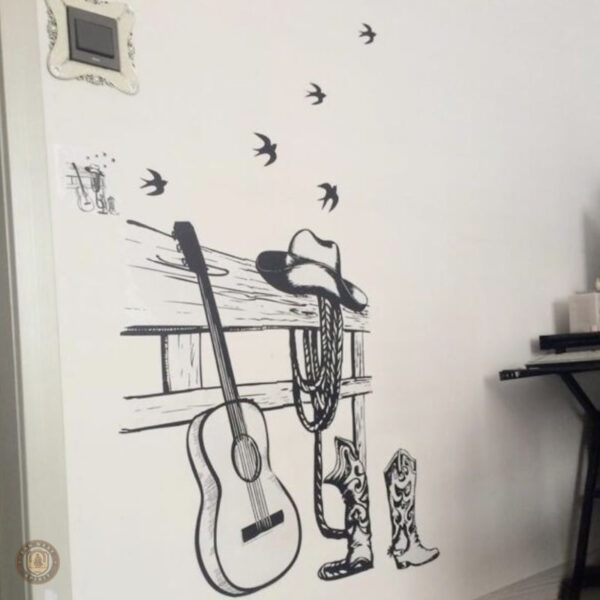 Décoration murale style western avec motifs emblématiques du genre