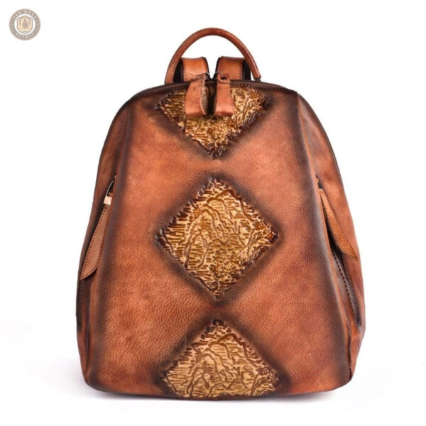 Sac à dos en cuir avec motif floral