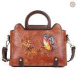 Sac à main en cuir avec motif floral, style western