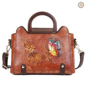 Sac à main en cuir avec motif floral, style western