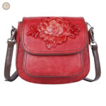 Sac à main en cuir, design floral, look western