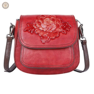 Sac à main en cuir, design floral, look western
