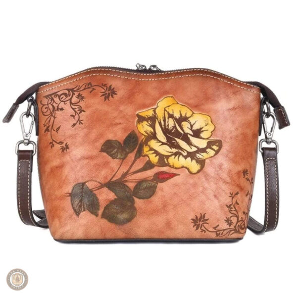 Sac western en cuir, design floral distinctif
