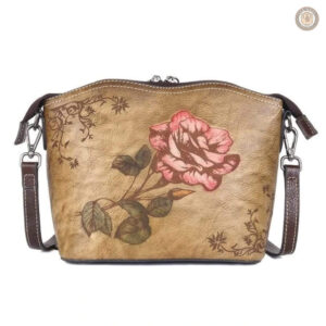 Sac à main en cuir, inspirations western et floral