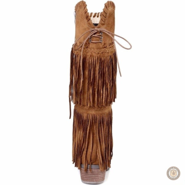 Bottes femme style cowboy, franges décoratives ajoutées