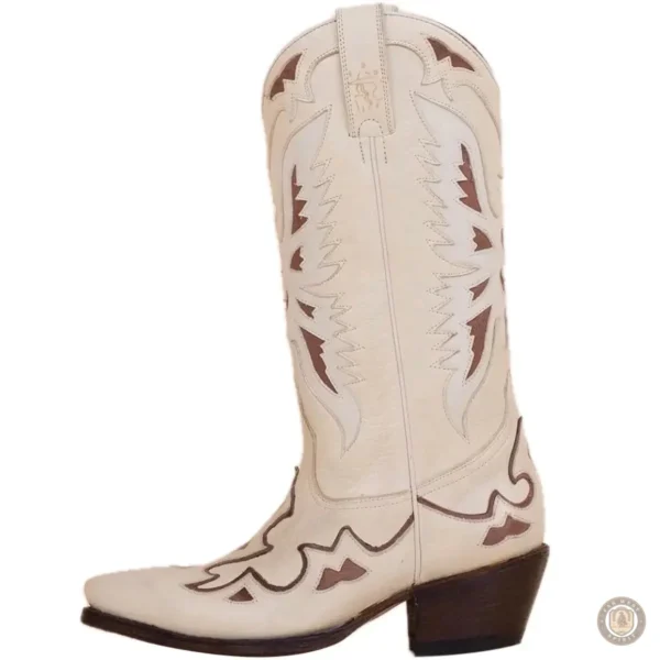 Santiags beiges pour femme, style cowboy élégant