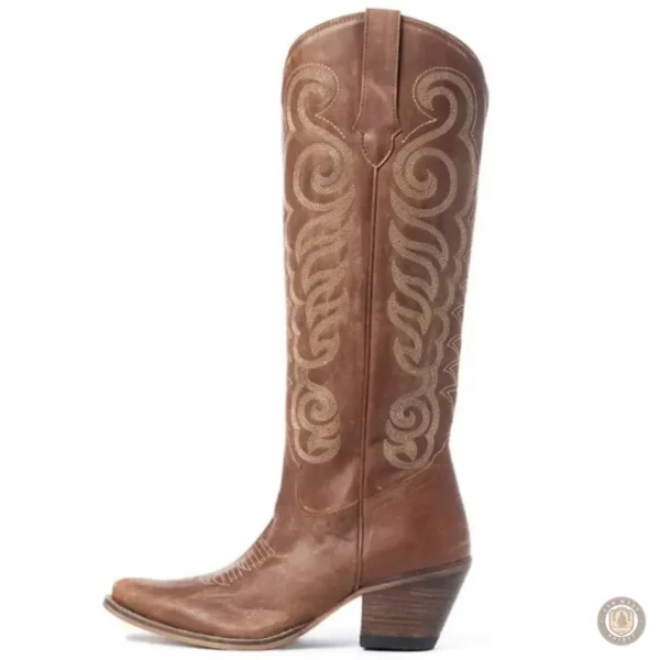 Santiags femme en cuir style cowboy