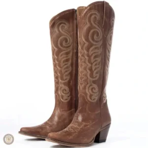 Bottes femme style cowboy en cuir de qualité