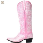 Santiags Femme en cuir rose, style cowboy