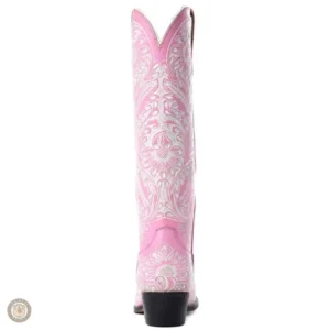 Bottes cowboy rose en cuir pour femme