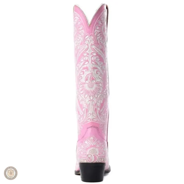 Bottes cowboy rose en cuir pour femme