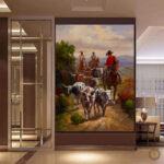 Tableau Bétail Western en peinture décorative