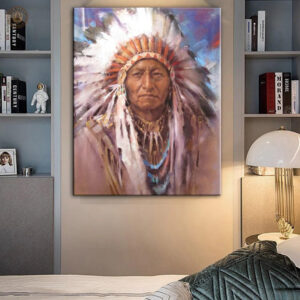 Tableau Chef Amérindien en style Western