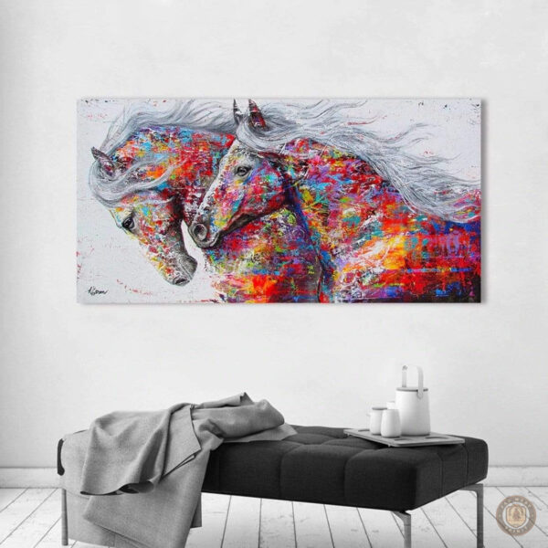 Tableau Cowboy avec chevaux sur un paysage western