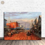 Tableau peinture représentant un village western typique