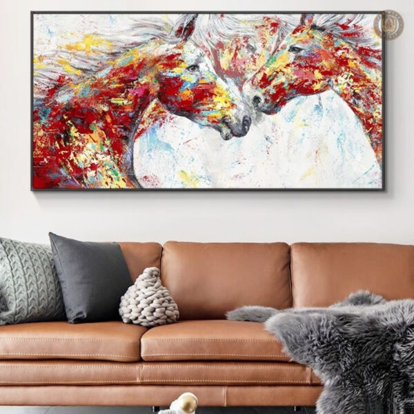 Tableau Peinture Cheval Rouge en style Western