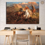 Tableau Peinture Western représentant un paysage typique