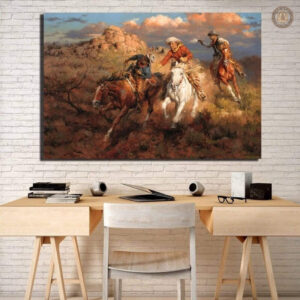 Tableau Peinture Western représentant un paysage typique