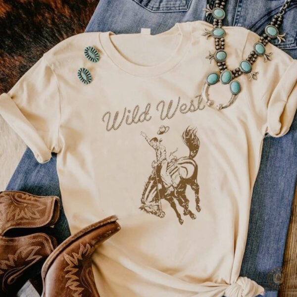T-Shirt style cowboy avec motifs inspirés du Far West