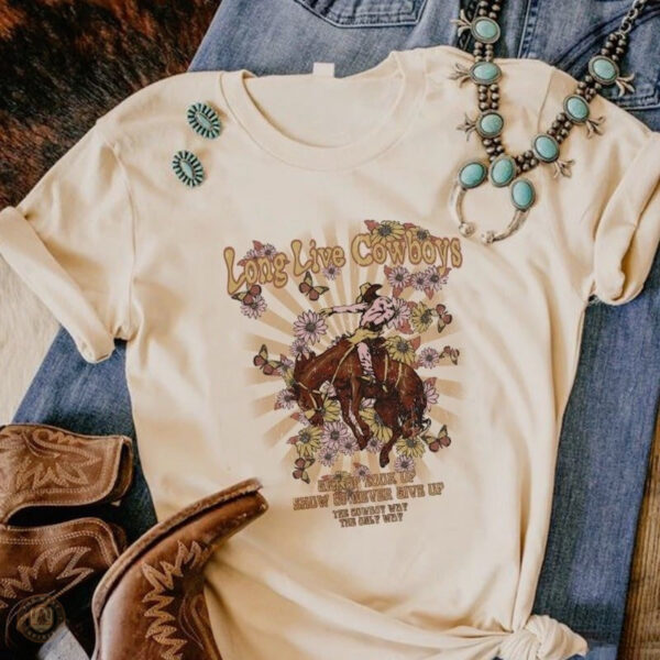 T-Shirt Cowboys Long Live en style western