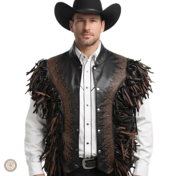Veste à franges western pour homme