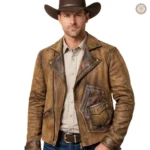 Veste western en coton huilé pour homme