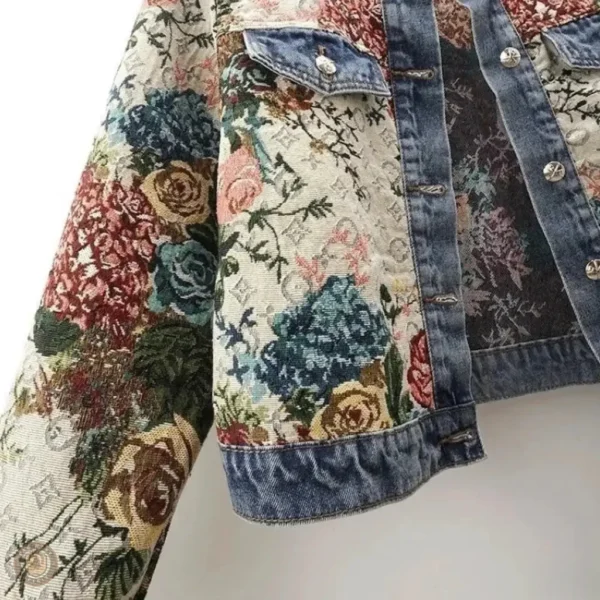 Veste western femme, motif floral coloré