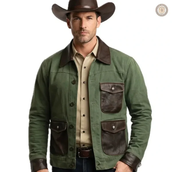 Veste cowboy verte pour homme, style western intemporel