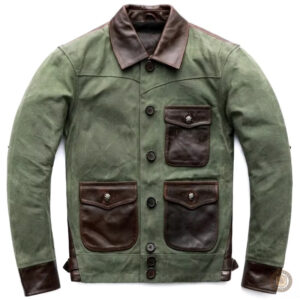 Veste western verte, look vintage pour un homme audacieux