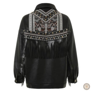 Veste western pour femme en simili cuir tendance