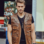 Veste sans manches pour homme en cuir