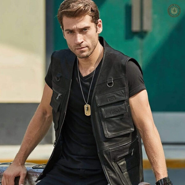Veste en cuir pour homme, inspiration western