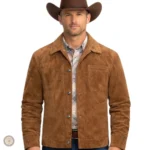 Veste daim marron pour homme au style western