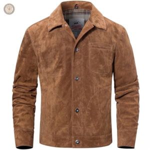 Veste western en daim de couleur marron