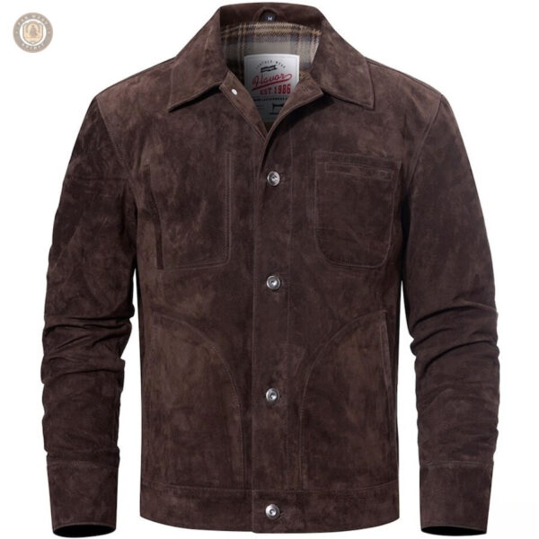 Veste marron en daim pour look cowboy