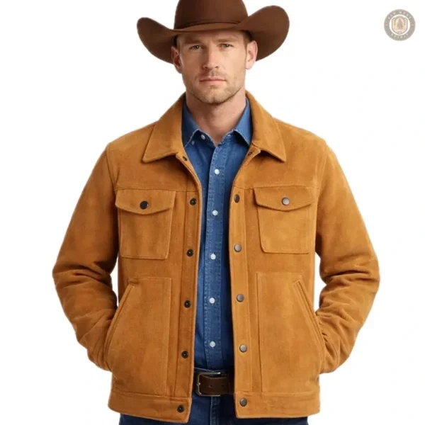 Veste en daim style cowboy pour homme