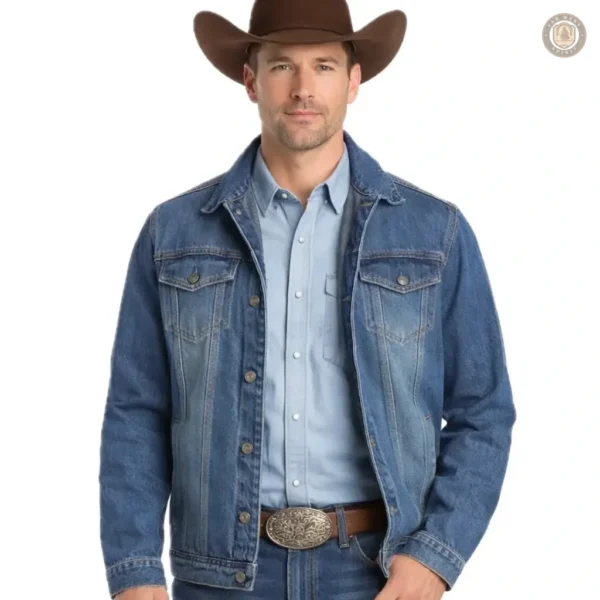 Veste en Jean Western pour homme, style muscle