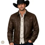 Veste homme style cowboy marron pour une allure western