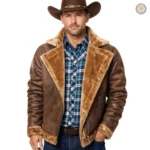 Veste western homme avec col en fourrure
