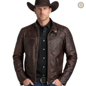 Veste Western en cuir pour homme
