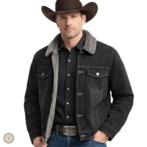 Veste en jean cowboy avec doublure en moumoute