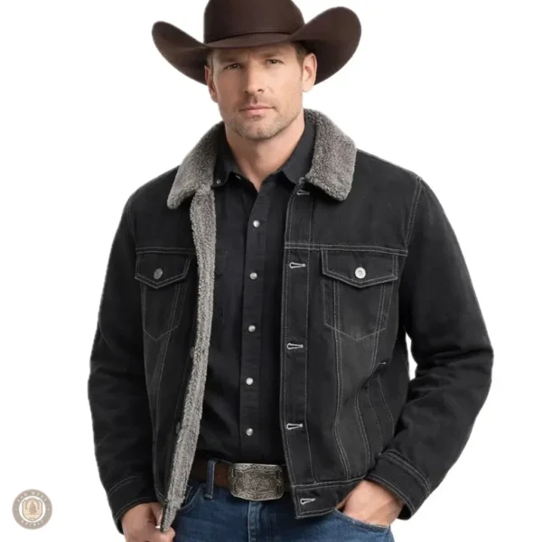 Veste en jean cowboy avec doublure en moumoute