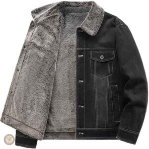Veste western homme en denim avec intérieur chaud