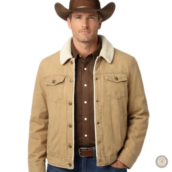 Veste Western en Jean Beige pour homme