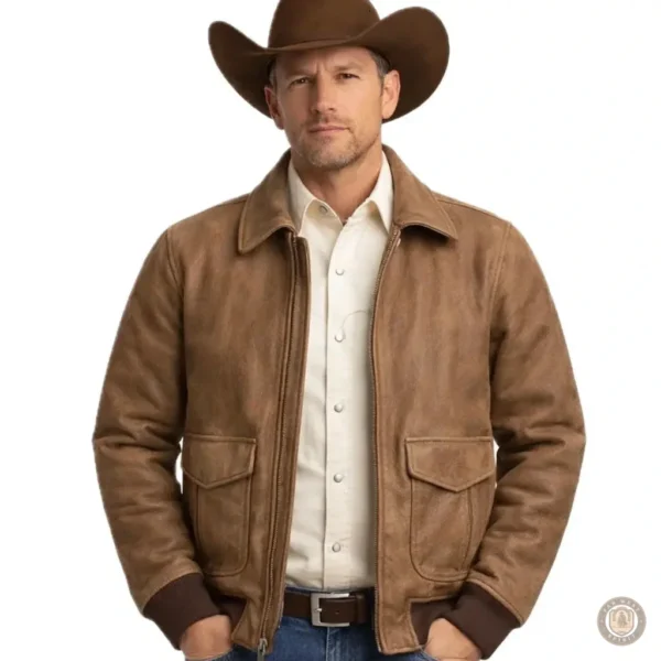 Veste en peau style western pour homme