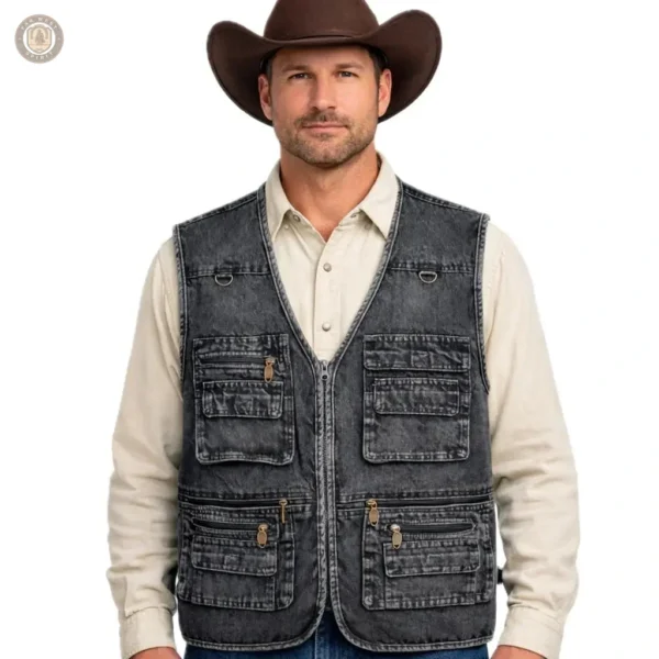 Veste cowboy sans manches pour homme