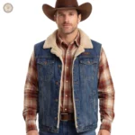Veste western sans manche pour homme