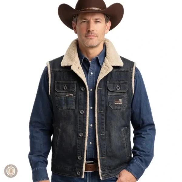 Veste cowboy sans manches pour hommes, style western